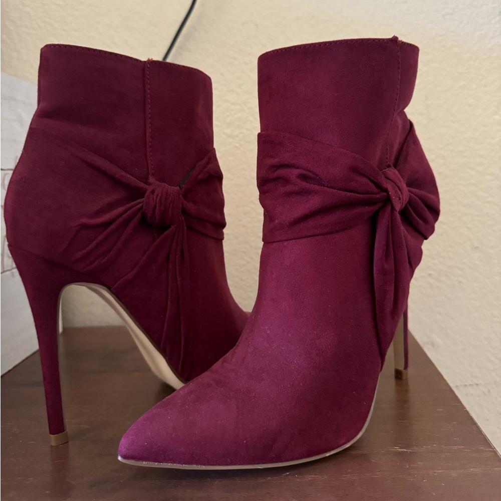 Burgundy boot heel